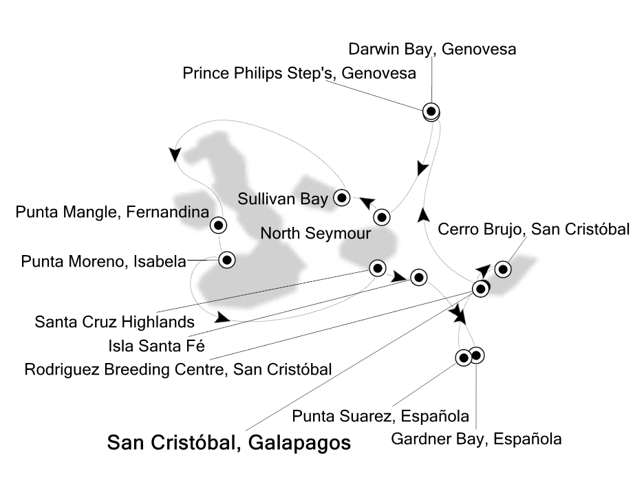 Galapagos Islands Cruise Itinerary Map